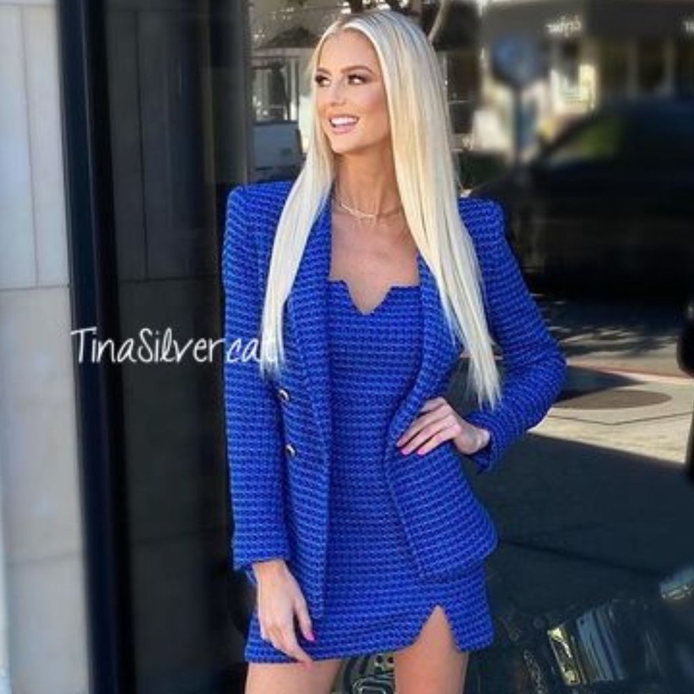 BLOGGER'S FAVE! Zara Textured Weave Mini Dress Blue Sz XS, M, L NWT - Picture 7 of 16